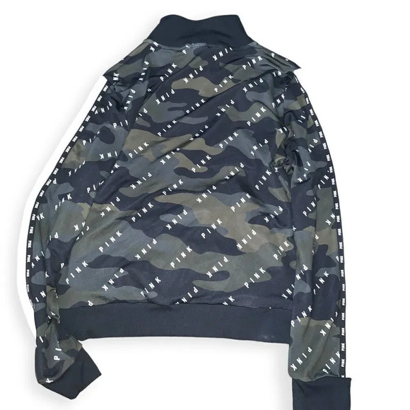 Vs Victorias Secret Pink Quarter Zip Track Jacket Sweater Top Camo L - Picture 4 of 5